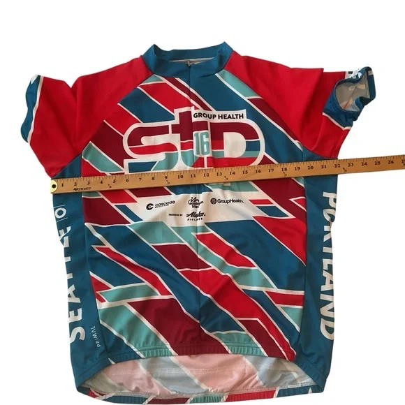 STP Mens 2016 Red and Teal Blue Cycling Jersey XL - Picture 7 of 7